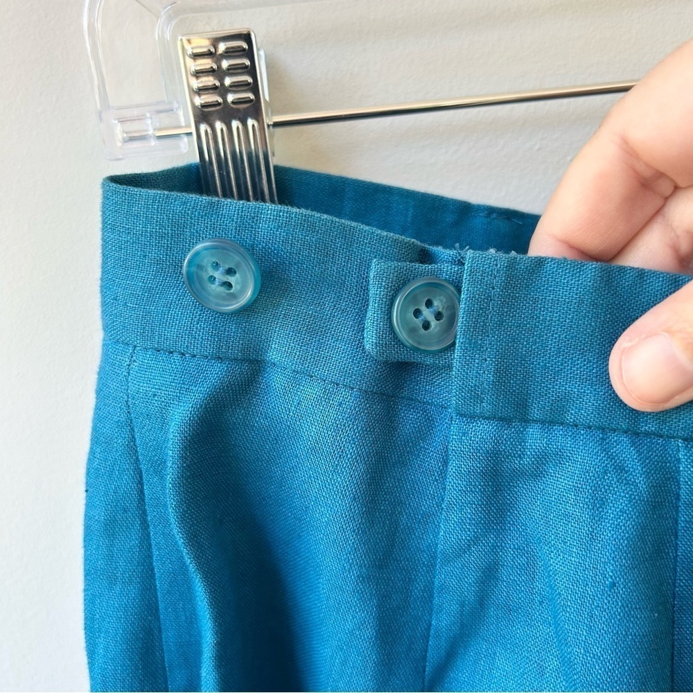 Vintage 100% linen royal blue women’s trousers - Picture 4 of 8